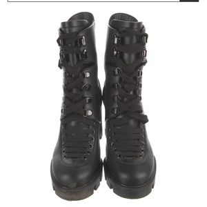 Christian Louboutin Leather Mid-Calf Combat Boots